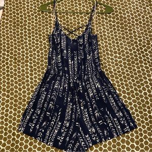 Arrow Printed Blue Romper with Pockets